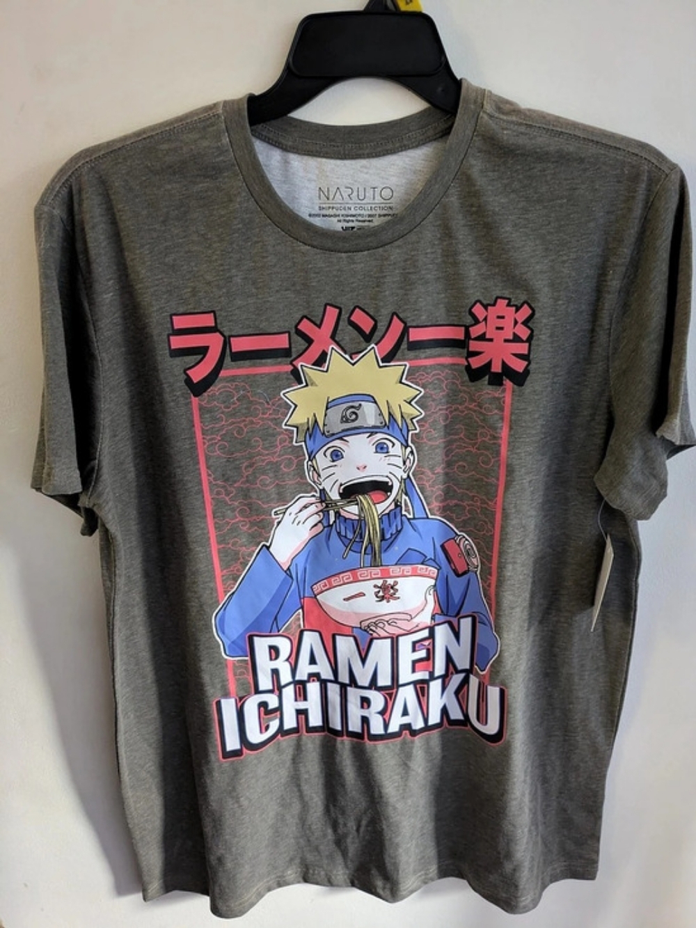 Naruto Shippuden Collection Ramen Ichiraku Graphic Tee in Gray & Red Size Large
